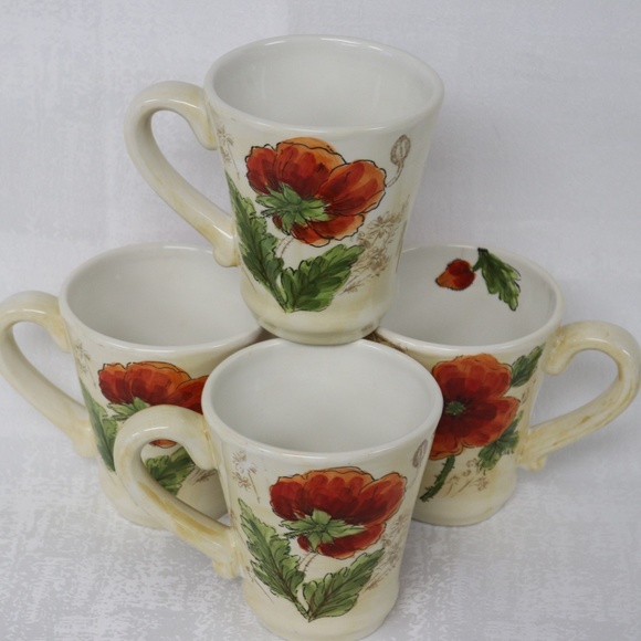 Maxcera Dining Maxcera Poppy Print Floral Coffee Cup Mugs